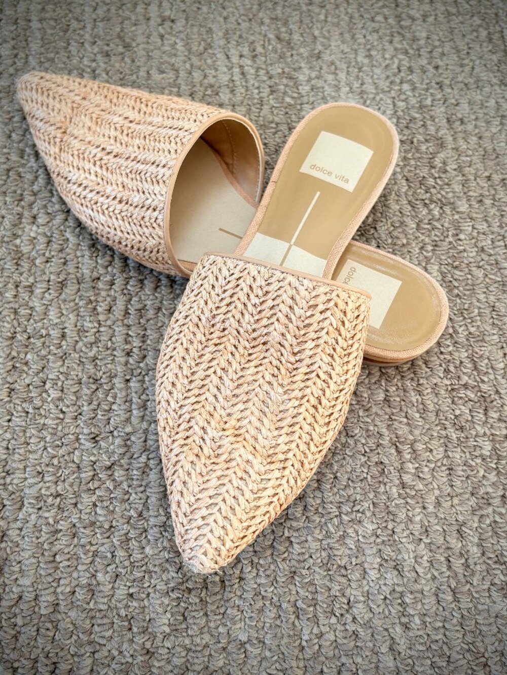 Dolce Vita "Ezra" Pointed Natural Raffia Flats, 7M - Picture 6 of 14